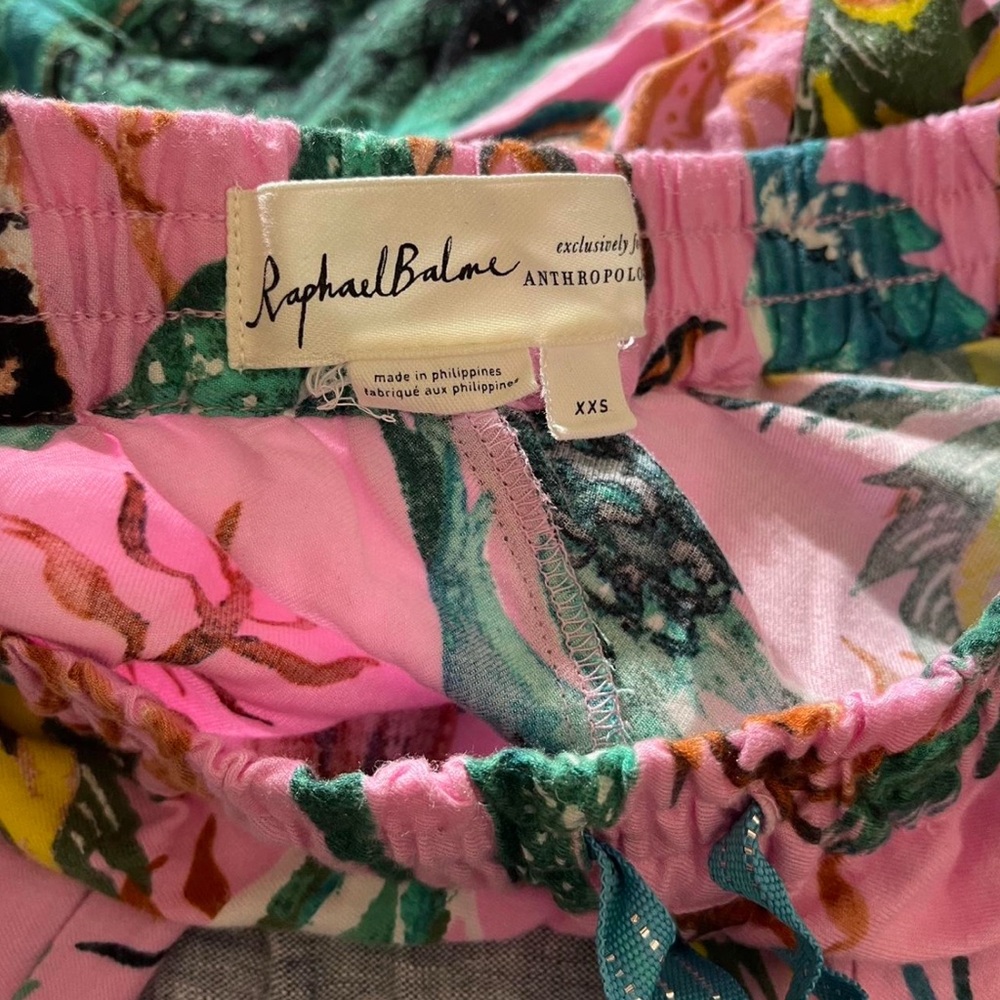 Raphael Balme For Anthropologie Peacock Flannel Sleep Pajama Pants Size XXS - Picture 4 of 5